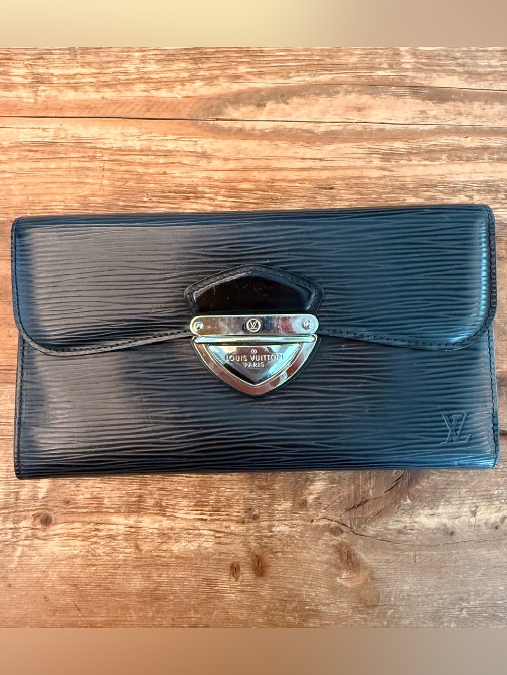 Louis Vuitton Cassi Eugene Epi Leather Wallet with Silver Hardware: Box, Dustbag